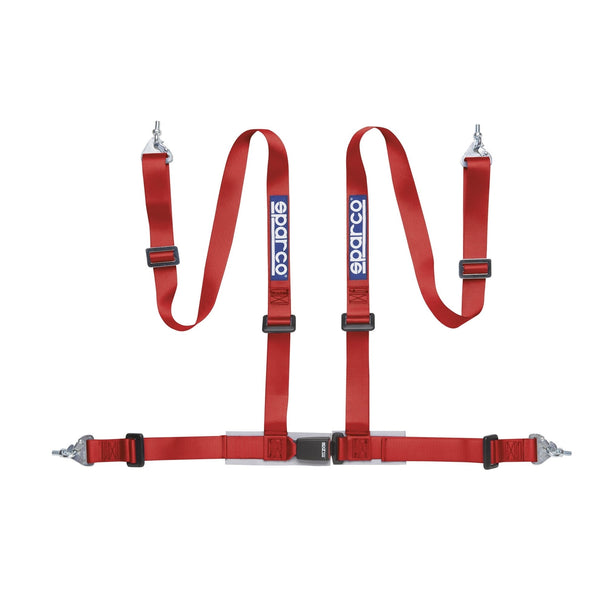 Sparco Red 4 Point 2" Shoulder Straps Snap In Belts Race Safety Harness - 04604BM1RS