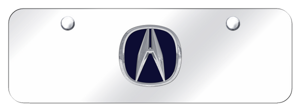 Acura Acura (Blue Fill) Mini Plate - Chrome on Mirrored License Plate - ACU.BL.CCM