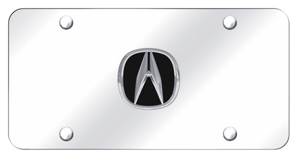 Acura Acura License Plate - Chrome on Mirrored License Plate - ACU.CC