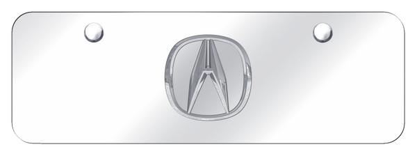 Acura Acura (No Fill) Mini Plate - Chrome on Mirrored License Plate - ACU.P.CCM