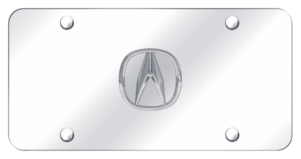Acura Acura (No Fill) License Plate - Chrome on Mirrored License Plate - ACU.P.CC