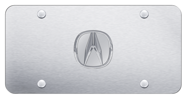 Acura Acura (No Fill) License Plate - Chrome on Brushed License Plate - ACU.P.CS