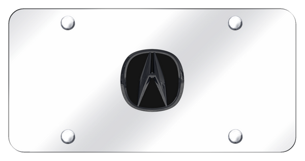 Acura Acura License Plate - Black Pearl on Mirrored License Plate - ACU.PC