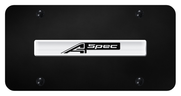 Acura A-Spec Name License Plate - Chrome on Black License Plate - ASPEC.N.CB