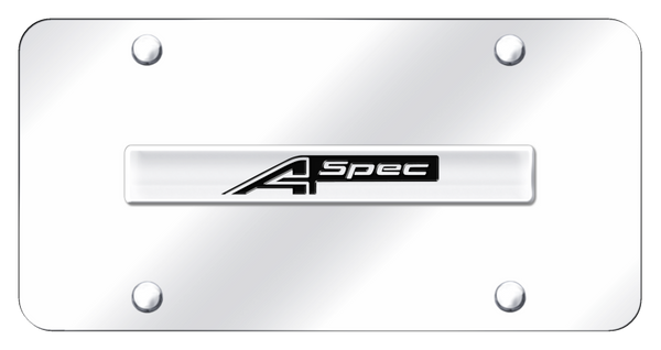 Acura A-Spec Name License Plate - Chrome on Mirrored License Plate - ASPEC.N.CC