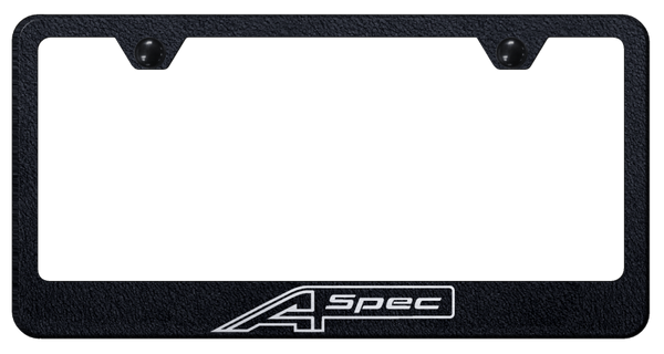 Acura A-Spec Stainless Steel Frame - Laser Etched Rugged Black License Plate Frame - LF.ASPEC.ERB
