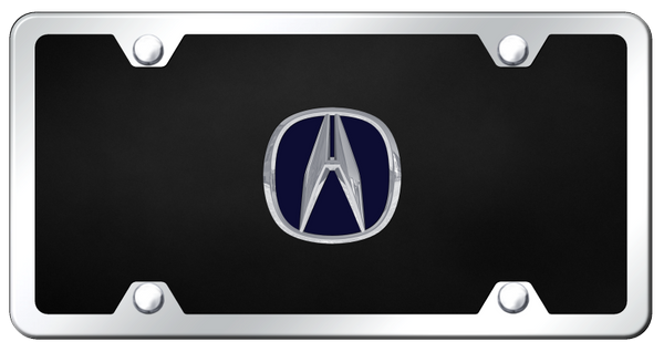 Acura Acura (Blue Fill) Acrylic Kit - Chrome on Black License Plate - P.ACU.BL.CBK