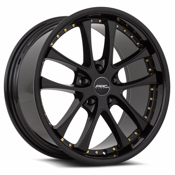 ARC AR5 All Black Gold Rivet Wheels for 2014-2020 ACURA RLX [] - 19x8.5 35 mm - 19"  - (2020 2019 2018 2017 2016 2015 2014)