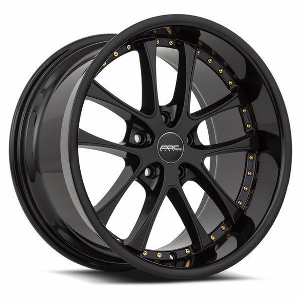 ARC AR5 All Black Gold Rivet Wheels for 2015-2022 FORD MUSTANG - GT NON BREMBO [] - 17x9 30 mm - 17"  - (2022 2021 2020 2019 2018 2017 2016 2015)