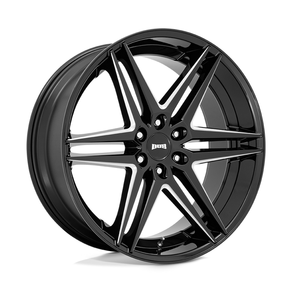 DUB 1PC S267 DIRTY DOG GLOSSY BLACK MILLED Wheels for 2007-2013 CHEVROLET AVALANCHE [] - 24X10 25 MM - 24"  - (2013 2012 2011 2010 2009 2008 2007)