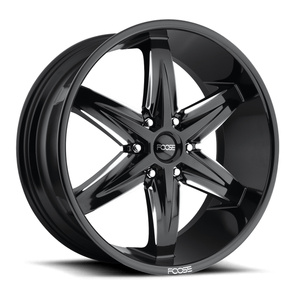 Foose 1PC F162 SLIDER GLOSS BLACK MILLED Wheels for 2007-2013 CHEVROLET AVALANCHE [] - 22X9.5 30 MM - 22"  - (2013 2012 2011 2010 2009 2008 2007)