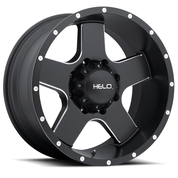 Helo HE886 SATIN BLACK WITH MILLED SPOKES AND FLANGE Wheels for 2007-2020 CHEVROLET SUBURBAN [] - 18X9 -12 MM - 18"  - (2020 2019 2018 2017 2016 2015 2014 2013 2012 2011 2010 2009 2008 2007)