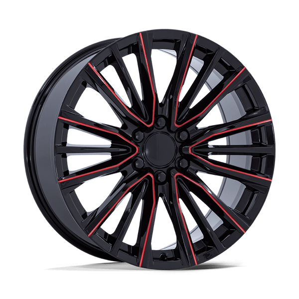 Performance Replicas PR223 Gloss Black Milled Red Wheels for 2007-2013 CHEVROLET AVALANCHE [] - 26X10 28 MM - 26"  - (2013 2012 2011 2010 2009 2008 2007)