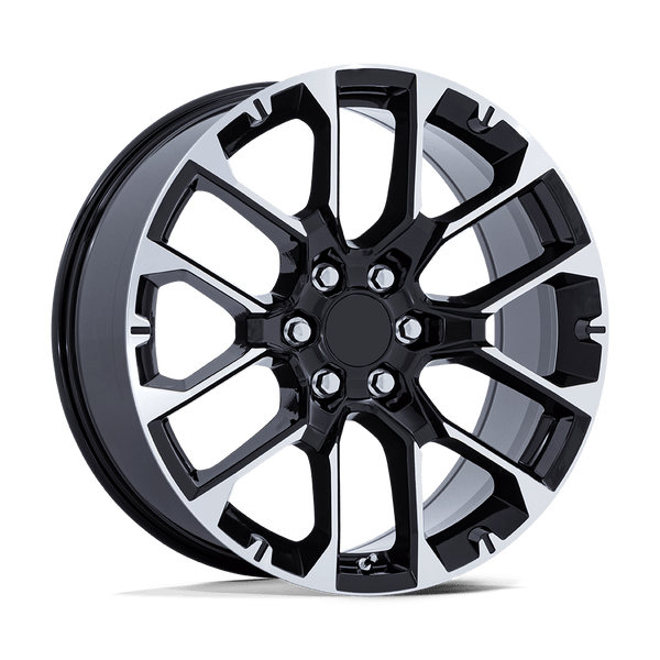 Performance Replicas PR224 GLOSS BLACK WITH MACHINED FACE Wheels for 2007-2013 CHEVROLET AVALANCHE [] - 22X9 28 MM - 22"  - (2013 2012 2011 2010 2009 2008 2007)