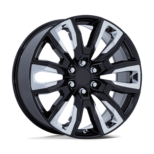 Performance Replicas PR225 GLOSS BLACK WITH CHROME ACCENTS Wheels for 2007-2013 CHEVROLET AVALANCHE [] - 24X10 31 MM - 24"  - (2013 2012 2011 2010 2009 2008 2007)