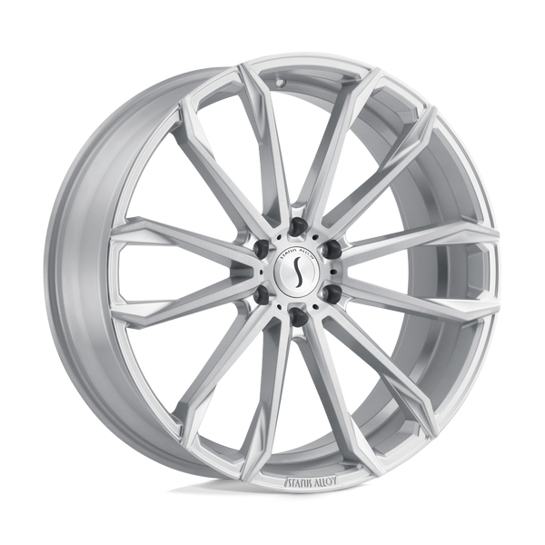 Status MASTADON SILVER W/ BRUSHED MACHINED FACE Wheels for 2007-2013 CHEVROLET AVALANCHE [] - 22X9.5 15 MM - 22"  - (2013 2012 2011 2010 2009 2008 2007)