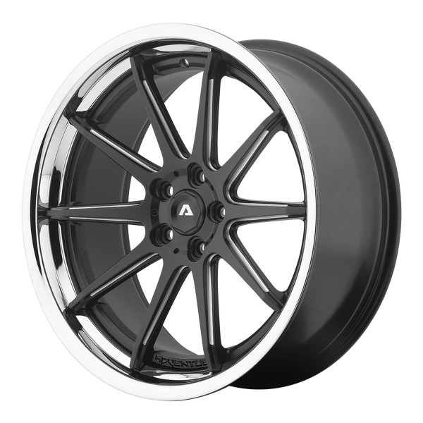 Adventus AVS-4 SATIN BLACK MILLED WITH SS LIP Wheels for 2010-2016 HYUNDAI GENESIS COUPE [] - 20X8.5 38 MM - 20"  - (2016 2015 2014 2013 2012 2011 2010)