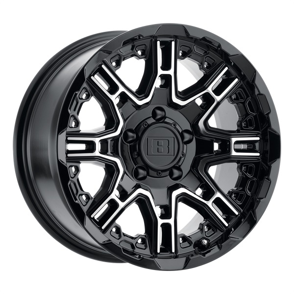 Level 8 SLINGSHOT GLOSS BLACK W/ MACHINED FACE Wheels for 2007-2020 CHEVROLET SUBURBAN [] - 20X9 -10 MM - 20"  - (2020 2019 2018 2017 2016 2015 2014 2013 2012 2011 2010 2009 2008 2007)