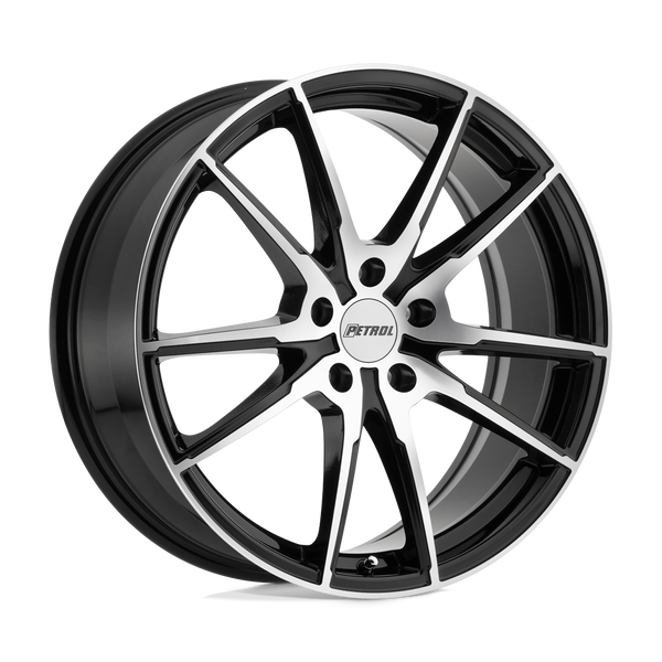 Petrol P0A GLOSS BLACK W/ MACHINED CUT FACE Wheels for 2005-2024 VOLKSWAGEN JETTA [] - 19X8 40 MM - 19"  - (2024 2023 2022 2021 2020 2019 2018 2017 2016 2015 2014 2013 2012 2011 2010 2009 2008 2007 2006 2005)