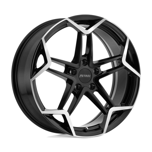 Petrol P1A GLOSS BLACK W/ MACHINED CUT FACE Wheels for 2010-2021 VOLKSWAGEN GOLF [] - 17X8 32 MM - 17"  - (2021 2020 2019 2018 2017 2016 2015 2014 2013 2012 2011 2010)