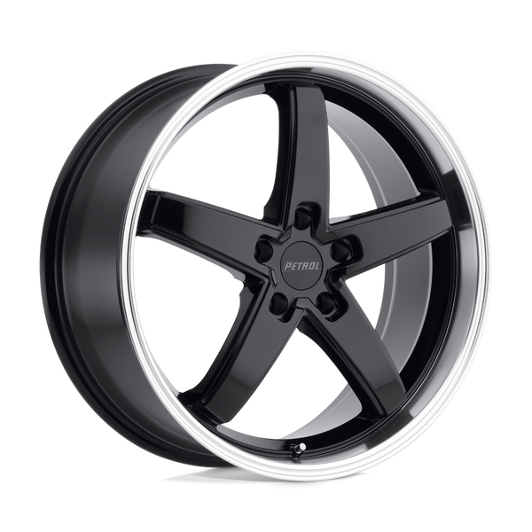 Petrol P1B GLOSS BLACK W/ MACHINED CUT LIP Wheels for 2010-2021 VOLKSWAGEN GOLF [] - 20X8.5 40 MM - 20"  - (2021 2020 2019 2018 2017 2016 2015 2014 2013 2012 2011 2010)