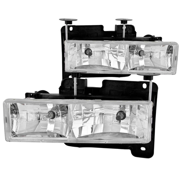 ANZO USA Crystal Headlight Set for 1988-1998 GMC K2500 - 111004 - (1998 1997 1996 1995 1994 1993 1992 1991 1990 1989 1988)