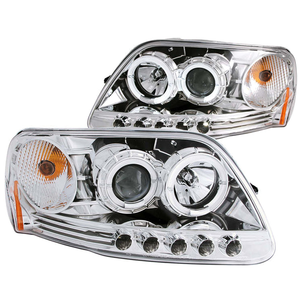 ANZO USA Projector Headlight Set w/Halo for 1997-2003 Ford F-150 - 111032 - (2003 2002 2001 2000 1999 1998 1997)