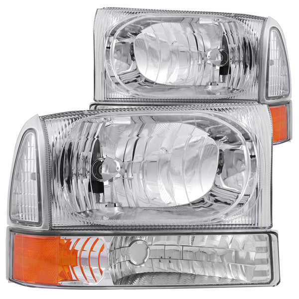 ANZO USA Crystal Headlight Set for 1999-2004 Ford F-350 Super Duty - 111081 - (2004 2003 2002 2001 2000 1999)