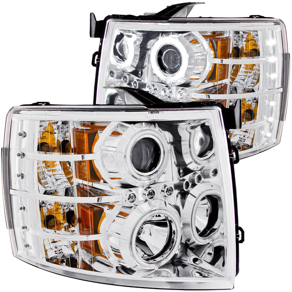 ANZO USA Projector Headlight Set w/Halo for 2007-2014 Chevrolet Silverado 2500 HD - 111086 - (2014 2013 2012 2011 2010 2009 2008 2007)