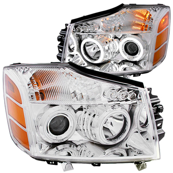 ANZO USA Projector Headlight Set w/Halo for 2005-2008 Nissan Armada - 111094 - (2008 2007 2006 2005)