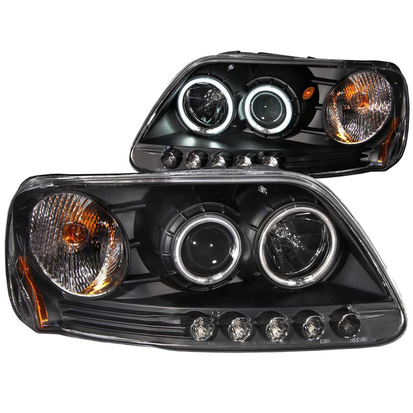 ANZO USA Projector Headlight Set w/Halo for 1997-2003 Ford Expedition - 111097 - (2003 2002 2001 2000 1999 1998 1997)