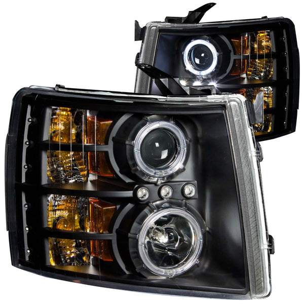 ANZO USA Projector Headlight Set w/Halo for 2007-2014 Chevrolet Silverado 2500 HD - 111107 - (2014 2013 2012 2011 2010 2009 2008 2007)