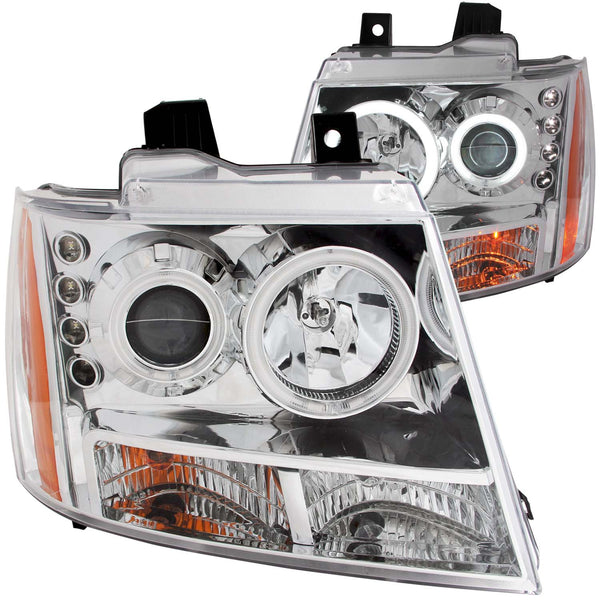 ANZO USA Projector Headlight Set w/Halo for 2007-2014 Chevrolet Tahoe - 111108 - (2014 2013 2012 2011 2010 2009 2008 2007)