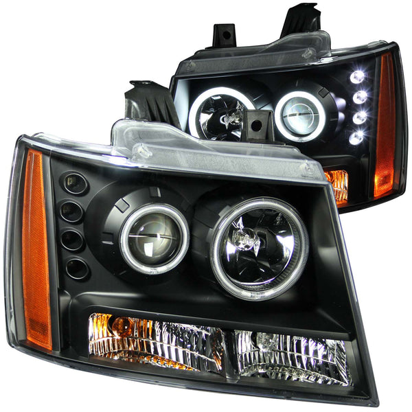 ANZO USA Projector Headlight Set w/Halo for 2007-2014 Chevrolet Tahoe - 111109 - (2014 2013 2012 2011 2010 2009 2008 2007)