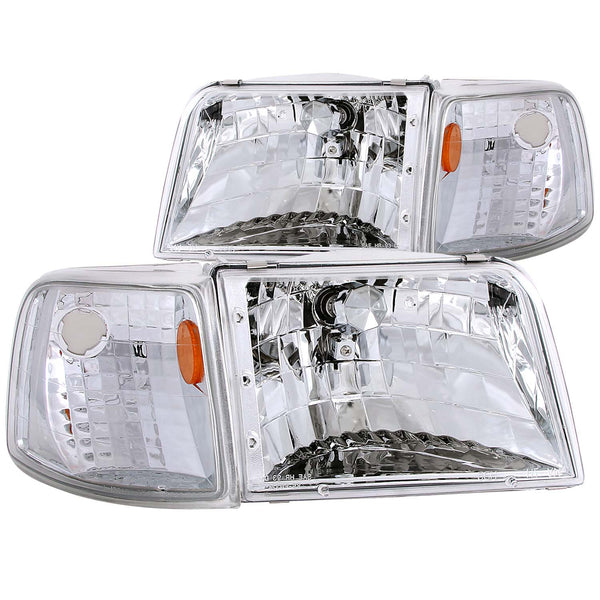 ANZO USA Crystal Headlight Set for 1993-1997 Ford Ranger - 111119 - (1997 1996 1995 1994 1993)