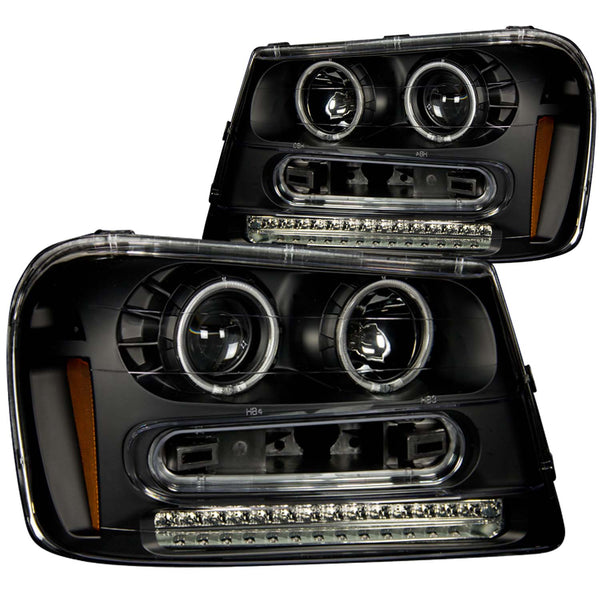 ANZO USA Projector Headlight Set w/Halo for 2002-2005 Chevrolet Trailblazer EXT - 111127 - (2005 2004 2003 2002)