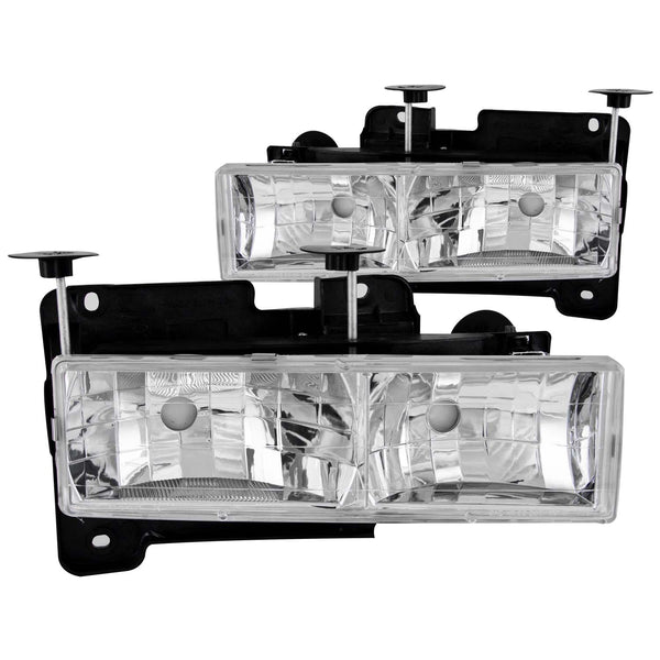 ANZO USA Crystal Headlight Set for 1988-2000 Chevrolet C3500 - 111136 - (2000 1999 1998 1997 1996 1995 1994 1993 1992 1991 1990 1989 1988)