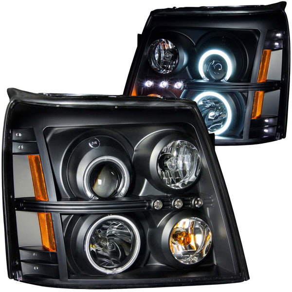 ANZO USA Projector Headlight Set w/Halo for 2003-2006 Cadillac Escalade ESV - 111142 - (2006 2005 2004 2003)