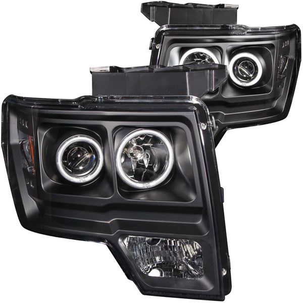 ANZO USA Projector Headlight Set w/Halo for 2010-2014 Ford F-150 XLT - 111161 - (2014 2013 2012 2011 2010)
