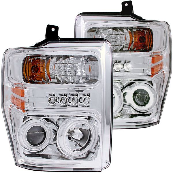 ANZO USA Projector Headlight Set w/Halo for 2009-2010 Ford F-450 Super Duty XLT - 111167 - (2010 2009)