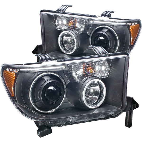 ANZO USA Projector Headlight Set w/Halo for 2008-2015 Toyota Sequoia - 111174 - (2015 2014 2013 2012 2011 2010 2009 2008)