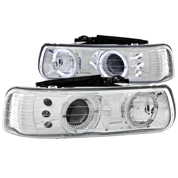ANZO USA Projector Headlight Set w/Halo for 2000-2006 Chevrolet Tahoe - 111190 - (2006 2005 2004 2003 2002 2001 2000)
