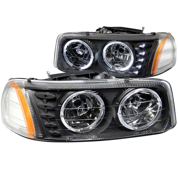 ANZO USA Crystal Headlight Set w/Halo for 1999-2006 GMC Sierra 1500 - 111207 - (2006 2005 2004 2003 2002 2001 2000 1999)