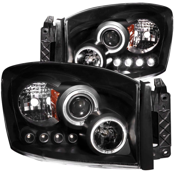 ANZO USA Projector Headlight Set w/Halo for 2007-2008 Dodge Ram 1500 - 111209 - (2008 2007)