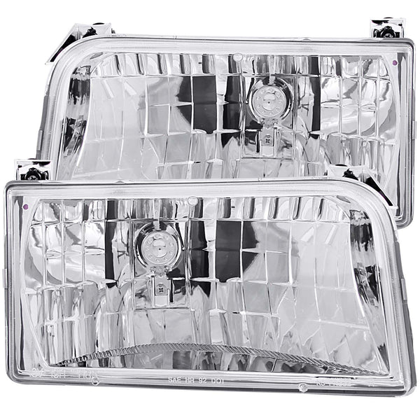 ANZO USA Crystal Headlight Set for 1992-1996 Ford F-150 - 111247 - (1996 1995 1994 1993 1992)