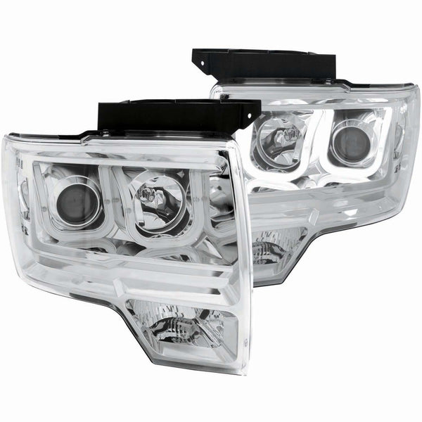 ANZO USA Projector Headlight Set for 2010-2014 Ford F-150 Platinum - 111264 - (2014 2013 2012 2011 2010)