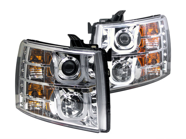 ANZO USA Projector Headlight Set for 2007-2014 Chevrolet Silverado 3500 HD - 111282 - (2014 2013 2012 2011 2010 2009 2008 2007)