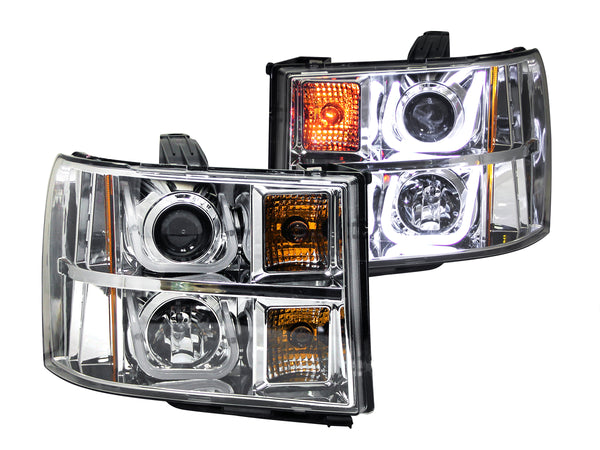 ANZO USA Projector Headlight Set for 2007-2014 GMC Sierra 3500 HD - 111283 - (2014 2013 2012 2011 2010 2009 2008 2007)