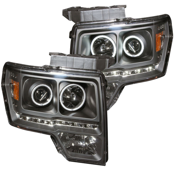 ANZO USA Projector Headlight Set w/Halo for 2010-2014 Ford F-150 FX2 - 111298 - (2014 2013 2012 2011 2010)