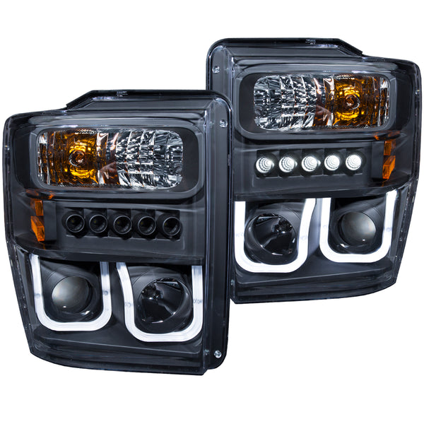 ANZO USA Projector Headlight Set for 2009-2010 Ford F-450 Super Duty XL - 111305 - (2010 2009)